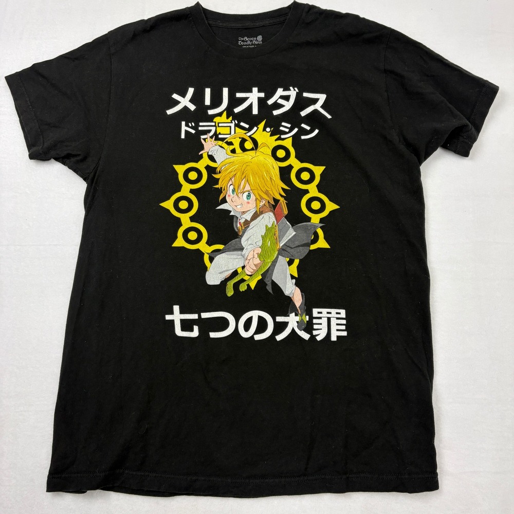 The Seven Deadly Sins Meliodas Anime Graphic T-Shirt Black Large Funimation B1